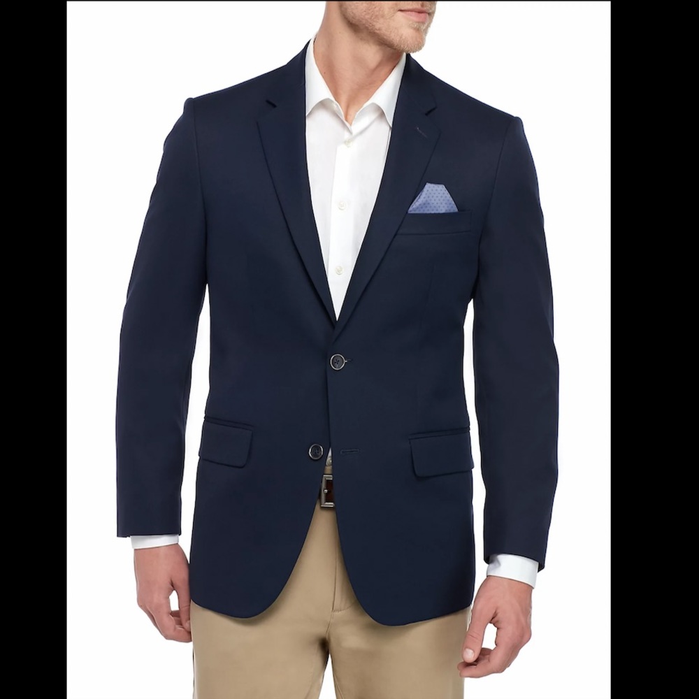 Saddlebred Slim Fit Traveler 4 Way Stretch Blazer - 44L/ Navy